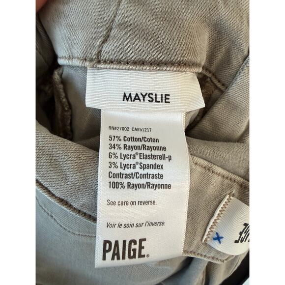 PAIGE Mayslie Jogger Jeans Women’s Size 25 Taupe Stretch Utility Denim Pants - Picture 6 of 11